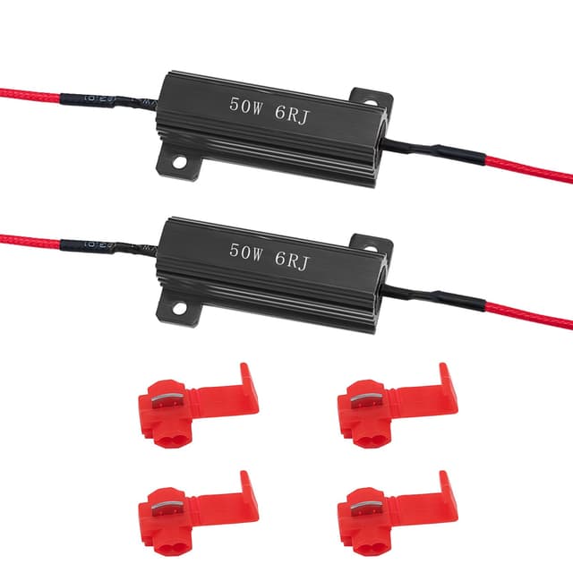 2Pcs 50W 6Ohm Load Resistors LED Turn Signal, LED Load Resistor Kit for Fix LED Bulb Fast Hyper Flash Turn Signal Blink Error Code (Black)