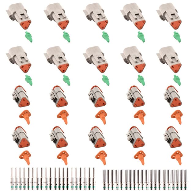 JRready ST6247 DT 3 Pin Connector 10 Sets, Gray Waterproof Electrical Wire Connector with Solid Contacts 14-20AWG