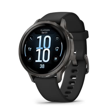 Garmin Venu® 4, 41mm, Advanced Health and Fitness GPS Smartwatch, Bright and Colorful Display, Built-in Flashlight, 10 Days of Battery Life, Slate with Black Silicone Band