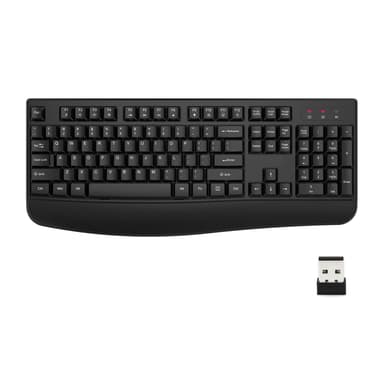 EDJO Wireless Keyboard, 2.4G Ergonomic Full Size Wireless Computer Keyboard with Wrist Rest for Windows, Mac OS Desktop/Laptop/PC(Black)