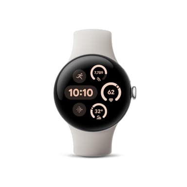 Google Pixel Watch 3 (41mm) 2024 Model - Android Smartwatch, Heart Rate Tracking, Fitbit Advanced Running, Fitness Insights, 24-Hour Battery - Polished Silver Aluminum Case - Porcelain Band - Wi-Fi
