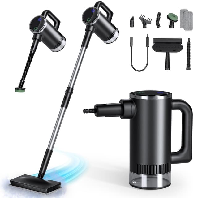 11-in-1 Steam Mop - Detachable Handheld Steam Cleaner with 380mL Tank, 260℉ Floor Steamer for Hardwood, Tile, Grout, Windows, Bath & Kitchen - 3-Level Steam Control, Multi-Purpose Floor Steam Cleaner