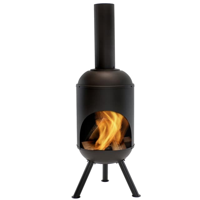 Sunnydaze Outdoor 5-Foot Black Chiminea Wood-Burning Fire Pit
