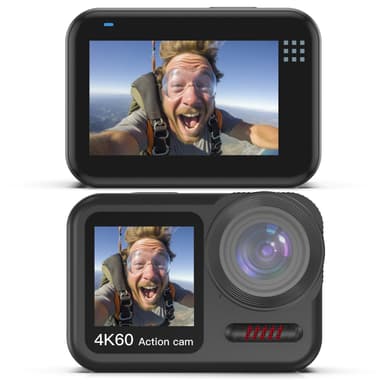 Xoieod 4K 60FPS Waterproof Action Camera,Bare Metal 66FT Underwater Camera,2" Touch Dual Screen Sports 6-Axis Stabilization,2 Batteries Internal Microphone Vlog Camera for Diving Cycling Outdoor