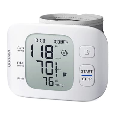 yuwell Wrist Blood Pressure Monitor | Clinical Accuracy, BP Machine for Home Use | Ultra Light Weight, Smart Inflation Blood Pressure Cuff, Large Display, 74 Readings, Rechargeable