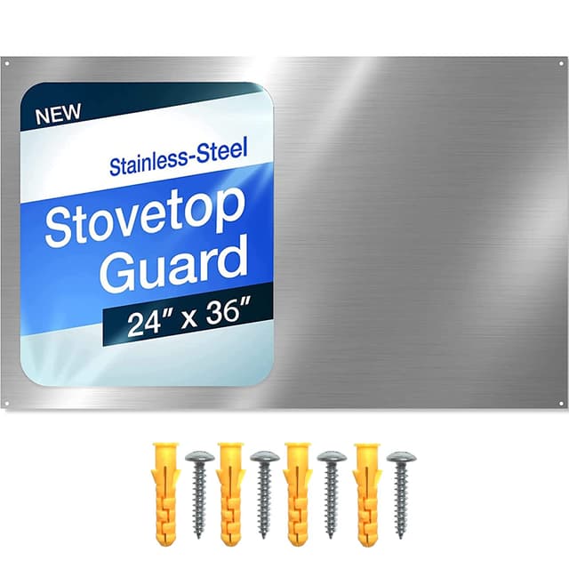 24" x 36" Reversible Metal Backsplash Matching screws | Compatible with Broan-NuTone SP3004 - Ultra Flat and Flushed Metal Panel Splatter Guard for Stovetop Easy Installation