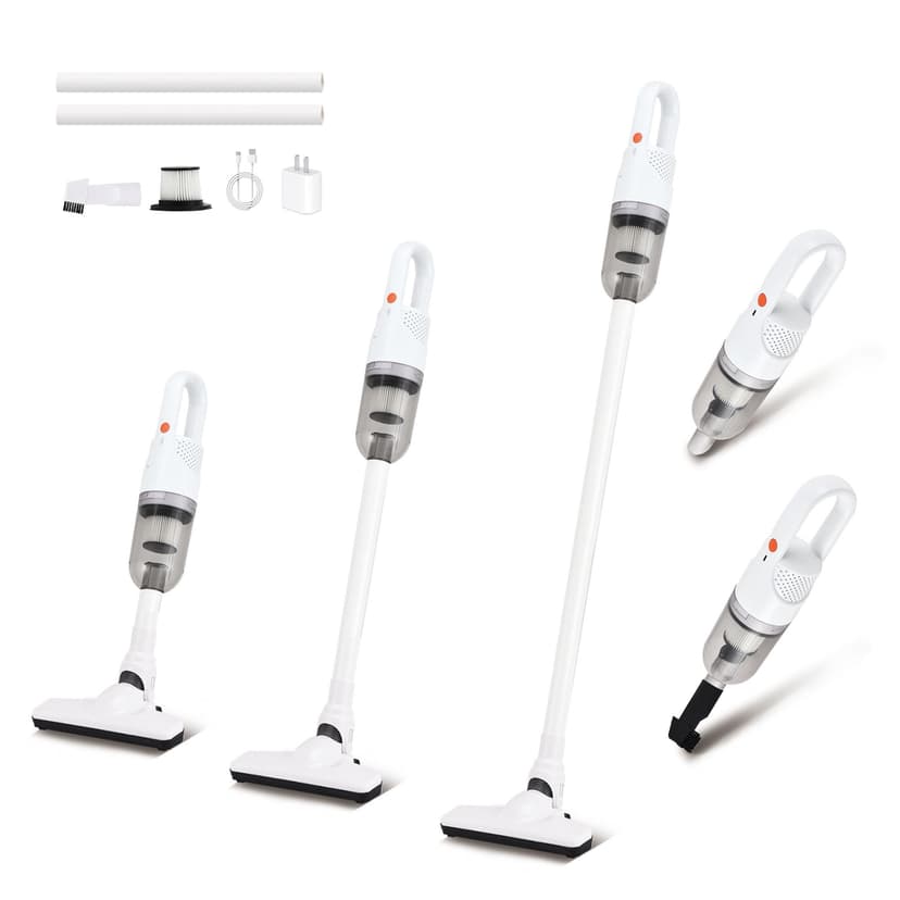 TROURAY Handheld Vacuum Cleaner,Ultra-Lightweight Mini Portable Vacuums for Home, 6 in 1 Stick Vac Cleaners for Car,Pet Hair(White Cordless)