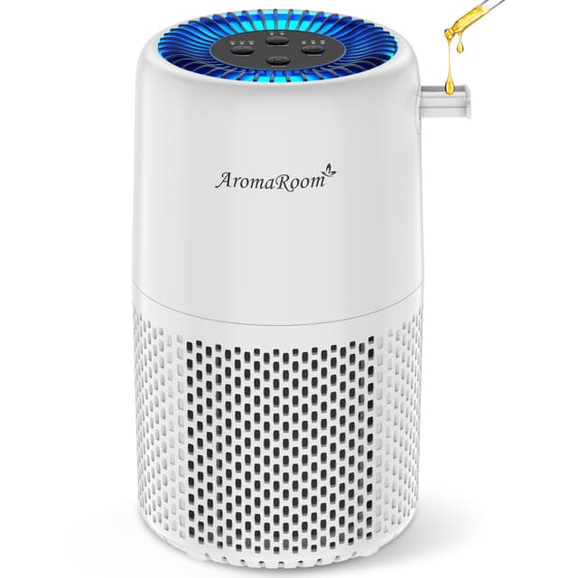 Air Purifier for Home Bedroom, AromaRoom H13 HEPA Air Filter For Smoke Pollen Dander Hair Smell Air Cleaner, 3-in-1 Filter with Sleep Mode, Quiet Air Cleaner For Pets, Home, Baby Room (White)