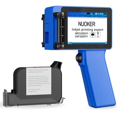 NUOKER Mini Handheld Inkjet Printer | Compact, Lightweight, Weighing only 250 Grams, Measuring 6 inches high and 4 inches Wide, Using Fast Drying Waterproof Ink