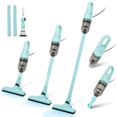 TROURAY Handheld Vacuum Cleaner,Ultra-Lightweight Mini Portable Vacuums for Home, 6 in 1 Stick Vac Cleaners for Car,Pet Hair,Carpet(Green Corded