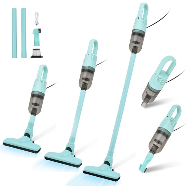 TROURAY Handheld Vacuum Cleaner,Ultra-Lightweight Mini Portable Vacuums for Home, 6 in 1 Stick Vac Cleaners for Car,Pet Hair,Carpet(Green Corded