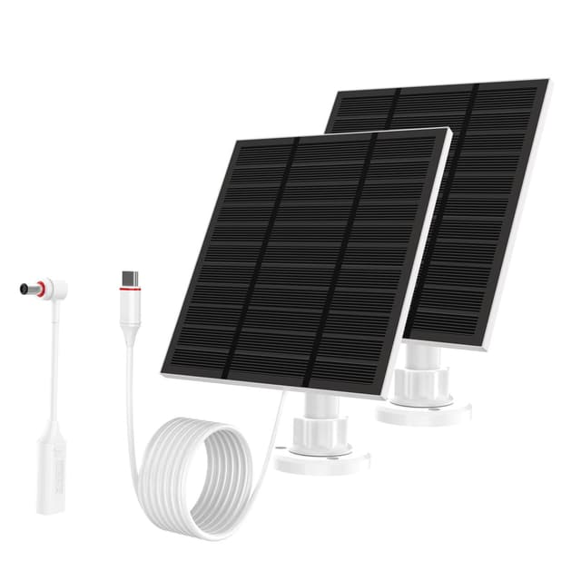 Solar Panels for Ring Camera Outdoor (New Generation) 5W 5V Solar Panel Charger with USB-C&Plug for Spotlight Cam Plus&Stick Up Cam Pro.Waterproof IP65 360°Adjustable 2M Cable (White, 2)