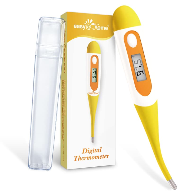 Easy@Home Digital Oral Thermometer for Fever Adults: Rectal, Underarm & Mouth, Accurate & Fast, Body Medical Temperature Thermometer for Baby Kids & Adult, EMT-021N-Yellow