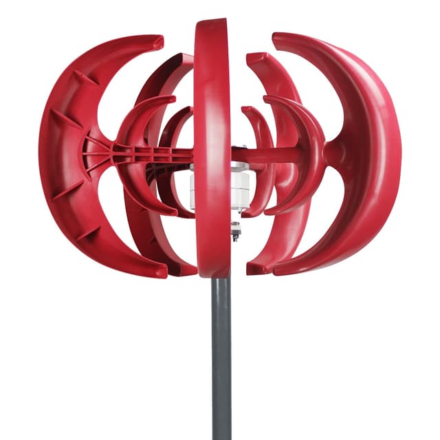 HEVIRGO Wind Turbines,4500W Wind Turbines Generator,12V 5-Blade Vertical Axis Wind Turbines Generator Kit,for Home Hybrids Streetlight Use, Electromagnetic Electricity Producer Equipment Red