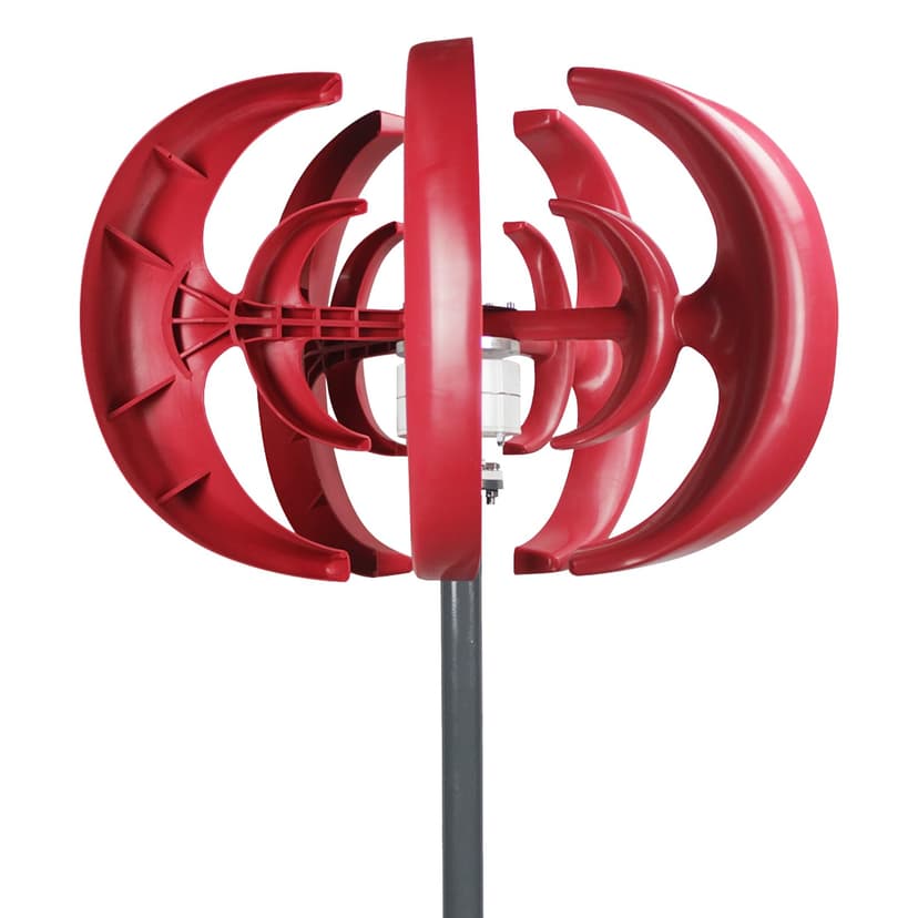 HEVIRGO Wind Turbines,4500W Wind Turbines Generator,12V 5-Blade Vertical Axis Wind Turbines Generator Kit,for Home Hybrids Streetlight Use, Electromagnetic Electricity Producer Equipment Red