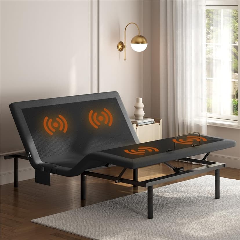 Yaheetech Queen Adjustable Bed Frame,w/Wireless Remote,Massage Function,Nightlight,4 Height-Adjustable Legs,Head & Foot Incline,USB Ports,Easy Assembly(3-Step)