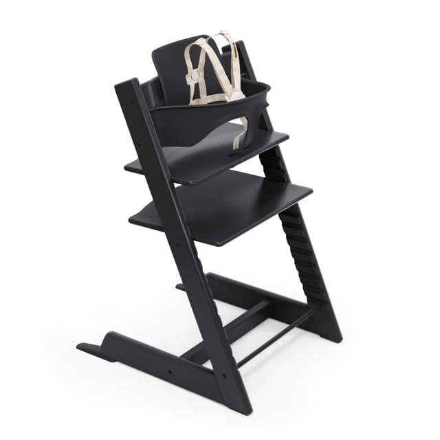 Stokke Tripp Trapp High Chair 2, Black - Includes Chair + Baby Set with Removable Harness for Children 6-36 Months - Adjustable, Ergonomic & Easy to Clean