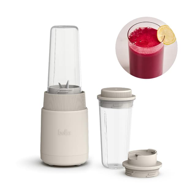 bella 6 Pcs Portable Rocket Blender, Juicer & Smoothie Maker, Press & Twist Design, EverGood⢠& BPA Free Dishwasher Safe Parts, 4 Tip Stainless Steel Blade, Cord Wrap, 240 Watt Motor, Oatmilk