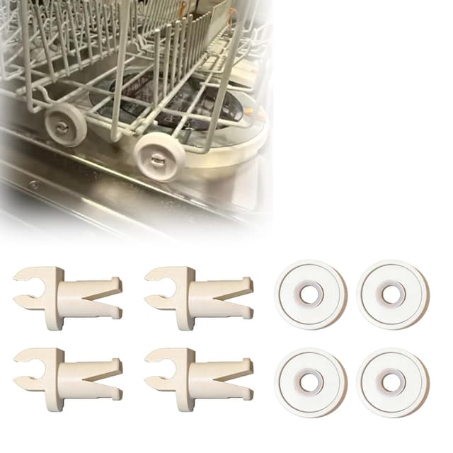 Replacement rollers and brackets for Miele dishwashers - 4-pack, original parts replacements, easy-to-repair rollers and frame kit for smooth gliding.
