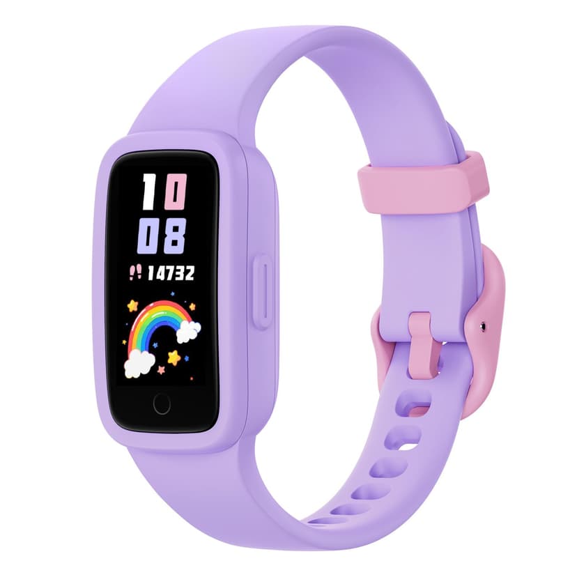 BIGGERFIVE Vigor 3 Kids Fitness Tracker Watch, AMOLED Screen, No App No Phone Needed, 3ATM Waterproof, Heart Rate and Sleep Monitor, Pedometer Watch, Sports Step Counter for Girls Ages 5-15, Lilac