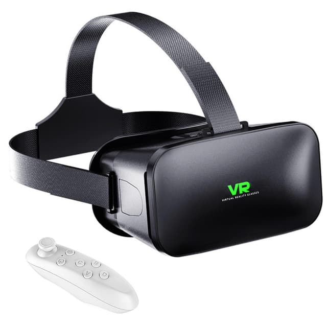 3D VR Headset, Virtual Reality 3D VR Glasses, Anti-Blue Light Adjustable 3D Headset Helmets for iPhone or Android Compatible with 4.5” to 6.7” inch with Controller(Black)