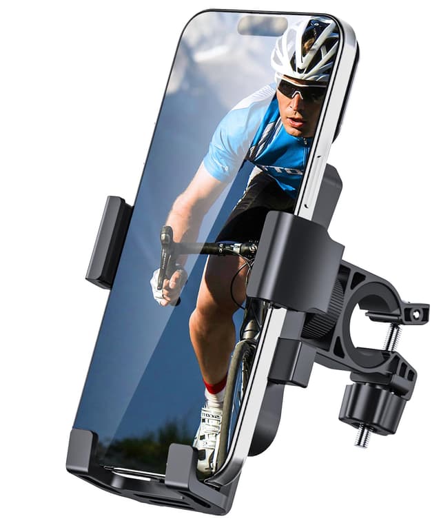 amzluv Bike Phone Holder Mount, Secure Handlebar Phone Mount Holder for Bike and Motorcycle, Suitable for iPhone and 4.5-6.8" Smartphones, Black