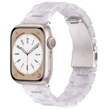 V-MORO Resin Bands Compatible with Apple Watch Bands Lightweight Fashion Strap 45mm/46mm Series 11/10/9/8 Lightweight Band with Starlight Buckle for iwatch Series 7/SE/6/5/4/3/2/1(Pearl white,42/44/45/46/49mm)