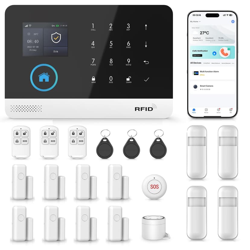 PGST Home Security System - 21-Piece WiFi Wireless Alarm Kit with App Control,Work with Alexa No Monthly Fees
