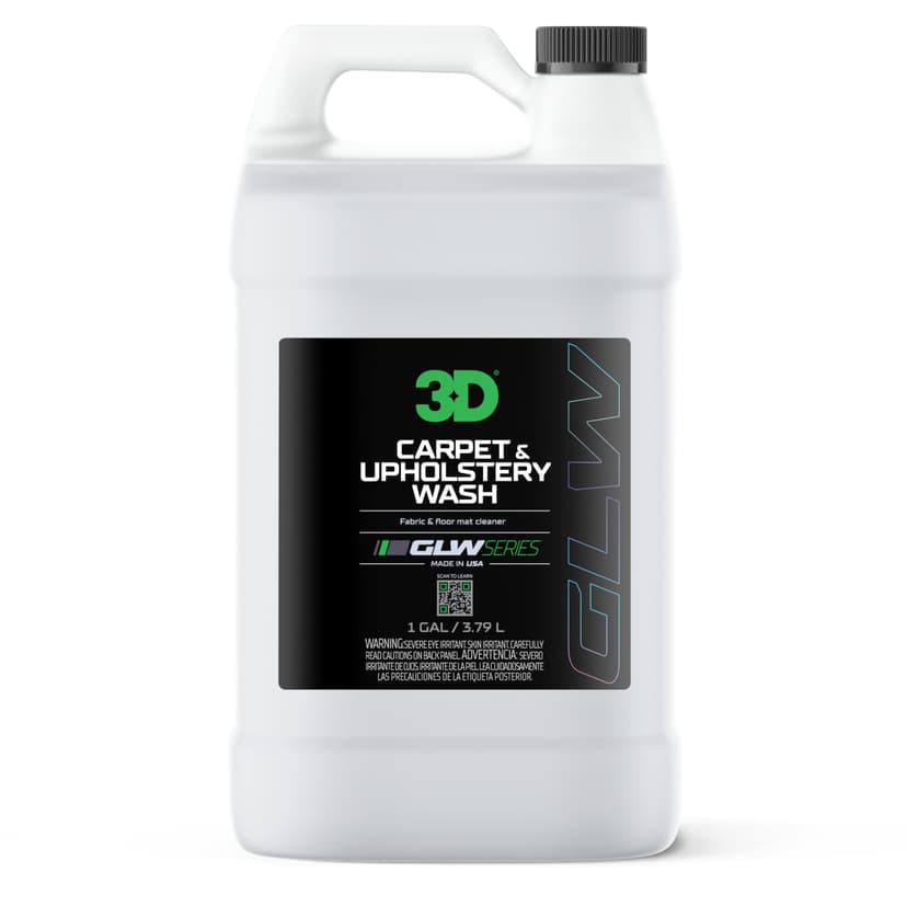 3D GLW Series Carpet & Upholstery Wash – Professional Car Interior Cleaner – Removes Stains, Dirt & Odors – Safe for Fabric, Carpet & Upholstery – Deep Cleaning Auto Detailing Solution – Made in USA