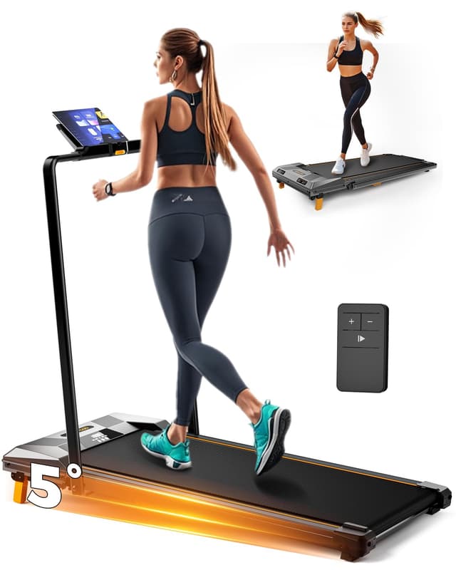 Walking Pad with Handle Bar, BestGod Treadmills for Home Office 330 lbs Capacity Foldable Under Desk Treadmill 5% Walking Treadmills with Incline 2.5 HP Folding Treadmill with Remote Control
