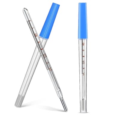MAGICLULU 2Pcs Glass Temperature for Adults, Single Scale ℃ Oral Underarm Temperature with Protective Case Accurate Measurement Fast Reading for Kids Elders Family Clinic Basal Fever Indicator