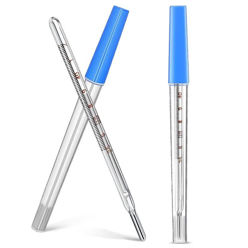 MAGICLULU 2Pcs Glass Temperature for Adults, Single Scale ℃ Oral Underarm Temperature with Protective Case Accurate Measurement Fast Reading for Kids Elders Family Clinic Basal Fever Indicator
