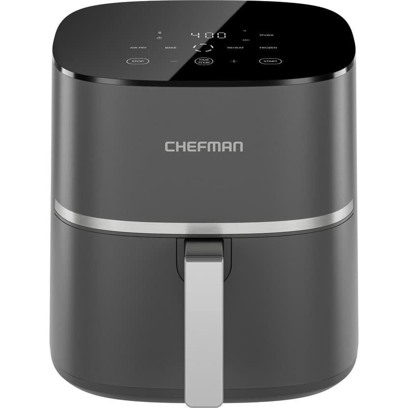 Chefman TurboX 4-in-1 Air Fryer, 5-Quart Airfryer for Extra Crispy Chicken, Fries, Wings, and More, Air Fry, Bake, Reheat, and Frozen Functions, Digital Touch Controls, Dishwasher Safe - Gray