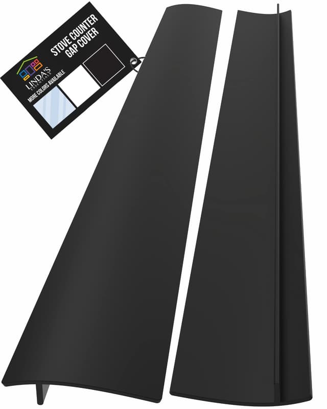 Linda’s Essentials Silicone Stove Gap Covers (2 Pack), Heat Resistant Oven Gap Filler Seals Gaps Between Stovetop and Counter, Easy to Clean Stove Gap Guard (25 Inches, Black)