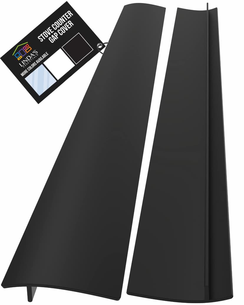 Linda’s Essentials Silicone Stove Gap Covers (2 Pack), Heat Resistant Oven Gap Filler Seals Gaps Between Stovetop and Counter, Easy to Clean Stove Gap Guard (25 Inches, Black)