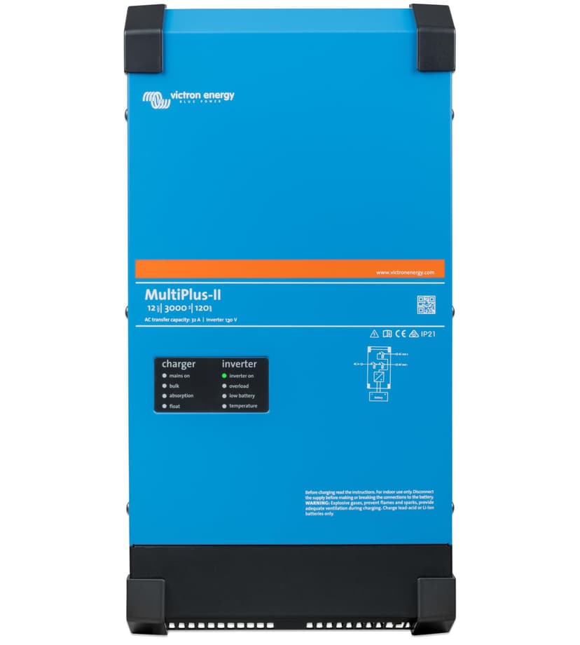 Victron Energy MultiPlus-II - Power Inverter - Pure Sine Wave Inverter Charger for 120 amp Battery - with PowerAssist Technology - 3000VA 12-Volt