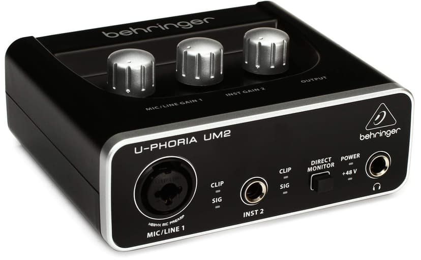 Behringer U-PHORIA UM2 Audiophile 2x2 USB Audio Interface with XENYX Mic Preamplifier | for Recording Microphones and Instruments