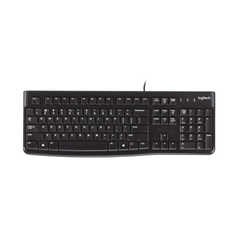Logitech K120 Wired Keyboard for Windows, USB Plug-and-Play, Full-Size, Spill-Resistant, Curved Space Bar, Compatible with PC, Laptop - Black