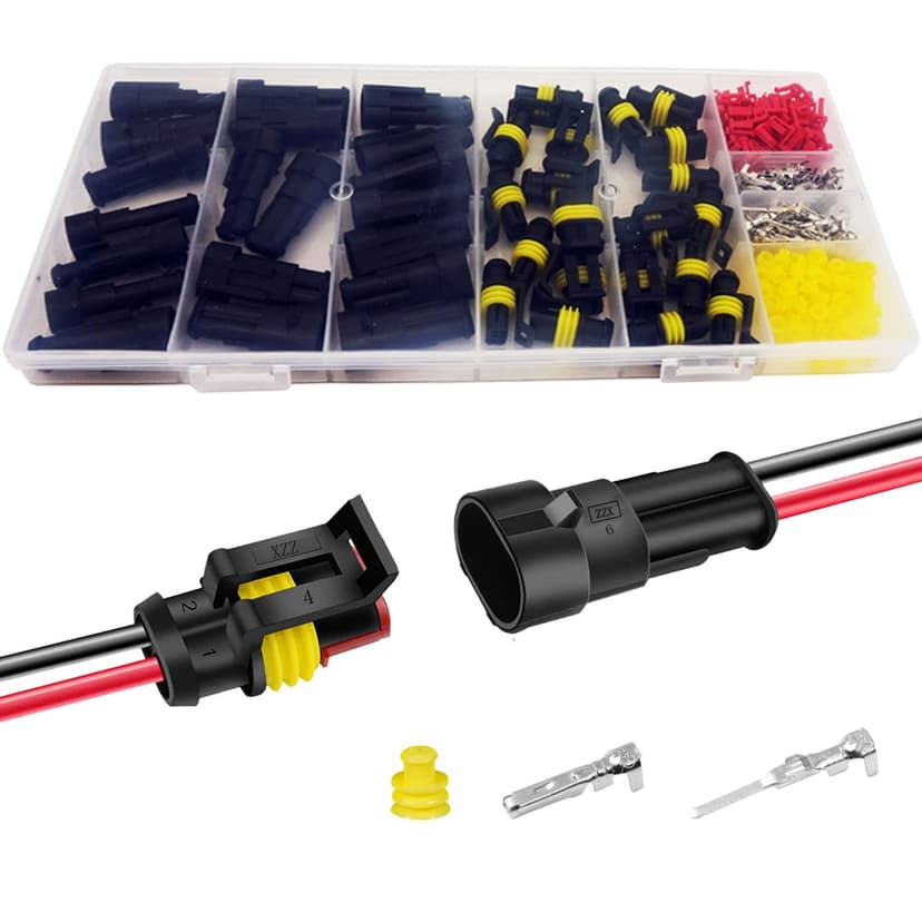 Twippo 20 Kits 2 Pin Connector Automotive Electrical Connectors 2 Wire Connectors Waterproof Connector Quick Disconnect and Connect 22-16 AWG