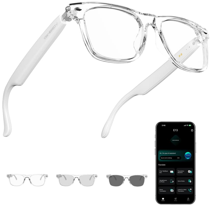 Giwbeiv AI Smart Glasses for Women and Men with Chat GPT, Bluetooth Translation Glasses with 164 Languages and Color-Change Lens, Music Playback, Hands-Free Calls, UV & Blue Light Protection