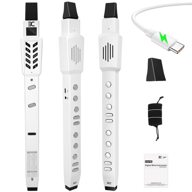 EX Electric Digital Wind Instrument, Electric Saxophone, with 12 Tones, 3 Fingering Modes, 3-Octave Range, Auto Vibrato & Transpose, Bluetooth MIDI & Rechargeable, White