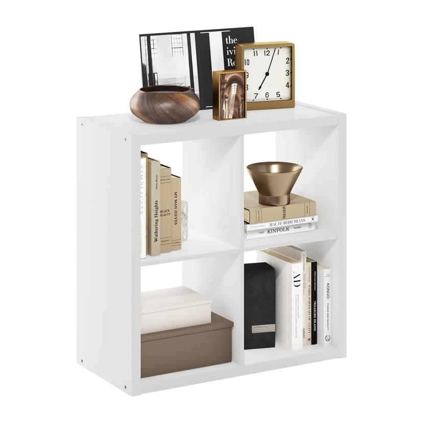 Furinno Cubicle Open Back Decorative Cube Storage Organizer, 4-Cube, White