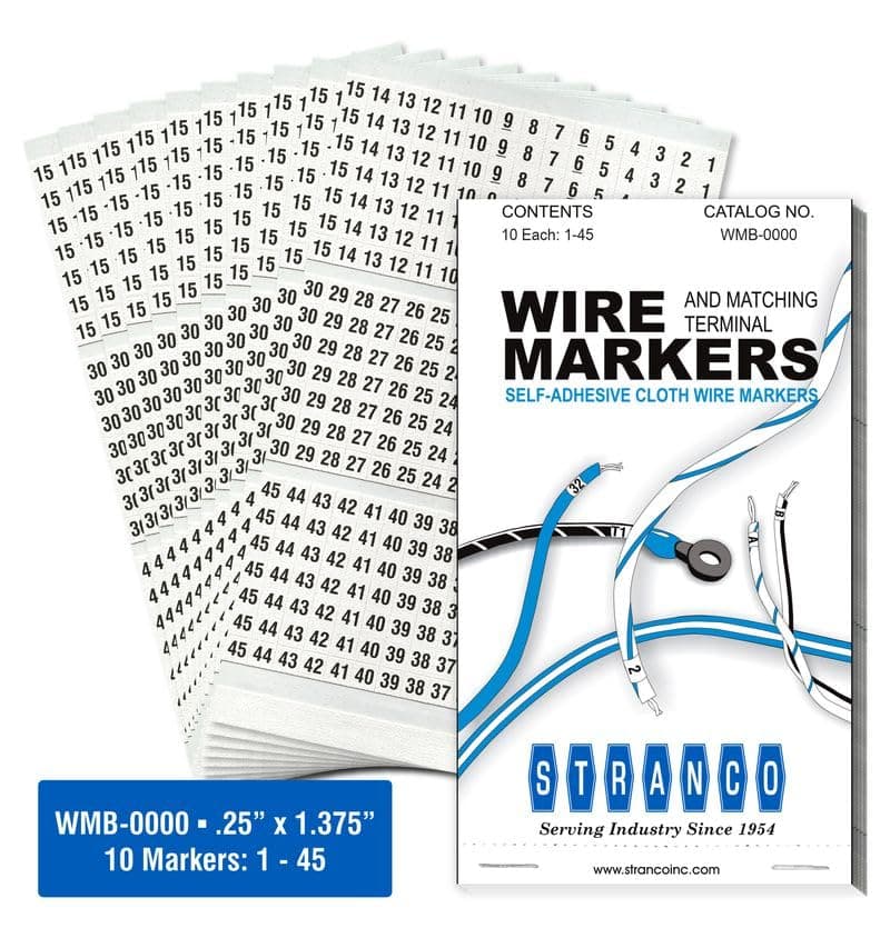 Premium Wire Marker Book for Cable Management, Vinyl-Coated, High-Tack Adhesive, Electric Panel Wire Label Stickers - 10 Pages Per Book