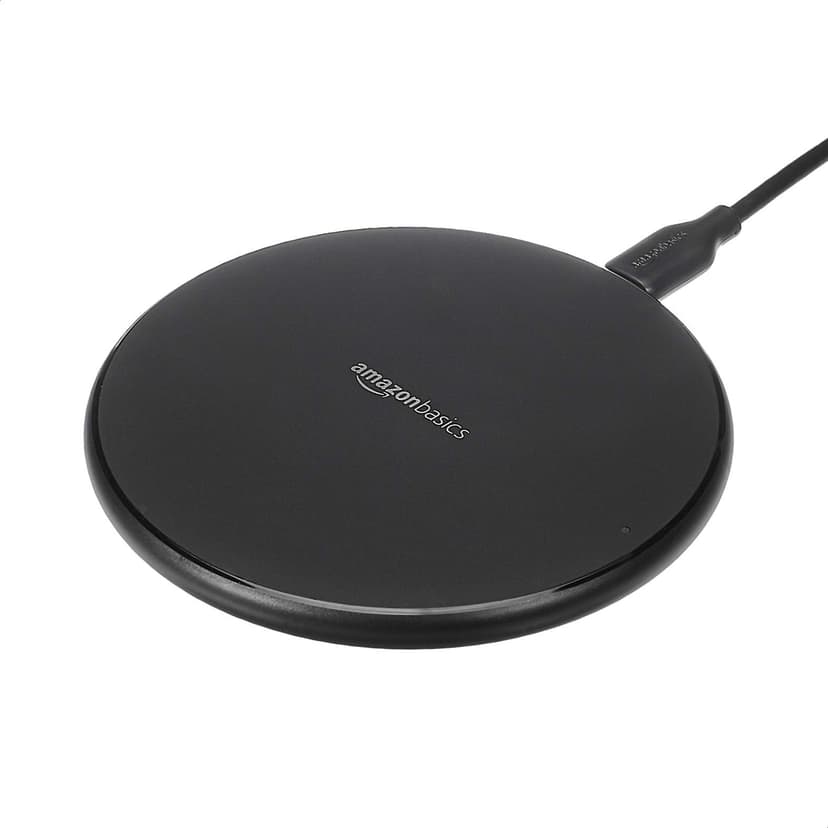 Amazon Basics 15W Qi Certified Fast Wireless Charging Pad with USB Cable for iPhone 15/14/13/12/11/X, Samsung and LG, Case Compatible, Black