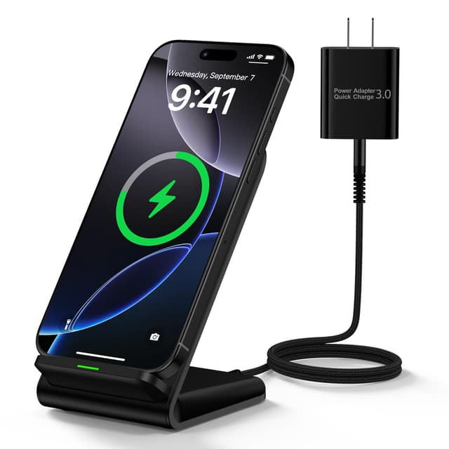 Samsung S25 Wireless Charger Stand Wireless Phone Charger for Android Samsung Galaxy S25 Ultra S25 Edge S25 Plus S25 FE S24FE S23 S22 S21 S20 S10,Wireless Charging Station for iPhone 17 with Adapter
