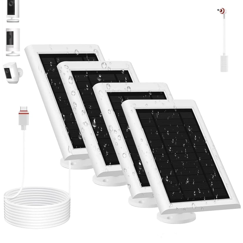 Solar Panel for Ring Camera(2nd Generation) Dustproof Waterproof 5W Solar Panel with 10FT/3M Long Cable for Stick Up & Pro Spotlight Cam for Security Camera IP65 Waterproof and dustproof 4 Pack