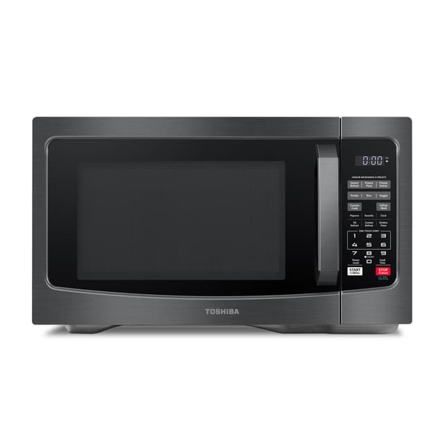 TOSHIBA EM131A5C-BS Countertop Microwave Ovens 1.2 Cu Ft, 12.4" Removable Turntable Smart Humidity Sensor 12 Auto Menus Mute Function ECO Mode Easy Clean Interior Black Color 1000W
