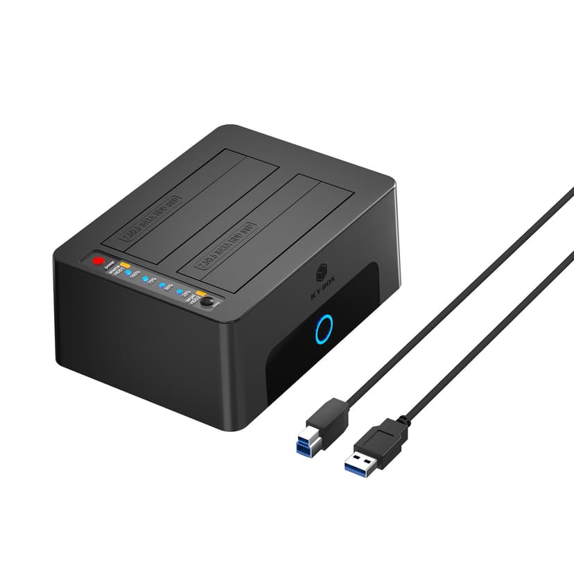 ICY BOX Hard Drive Docking Station Dual Bay USB 3.0 to SATA with Duplicator/Offline Clone Function External Hard Drive Dock for 2.5''/3.5'' HDD SSD Max Up to 60TB (30TB*2) Support UASP Plug&Play