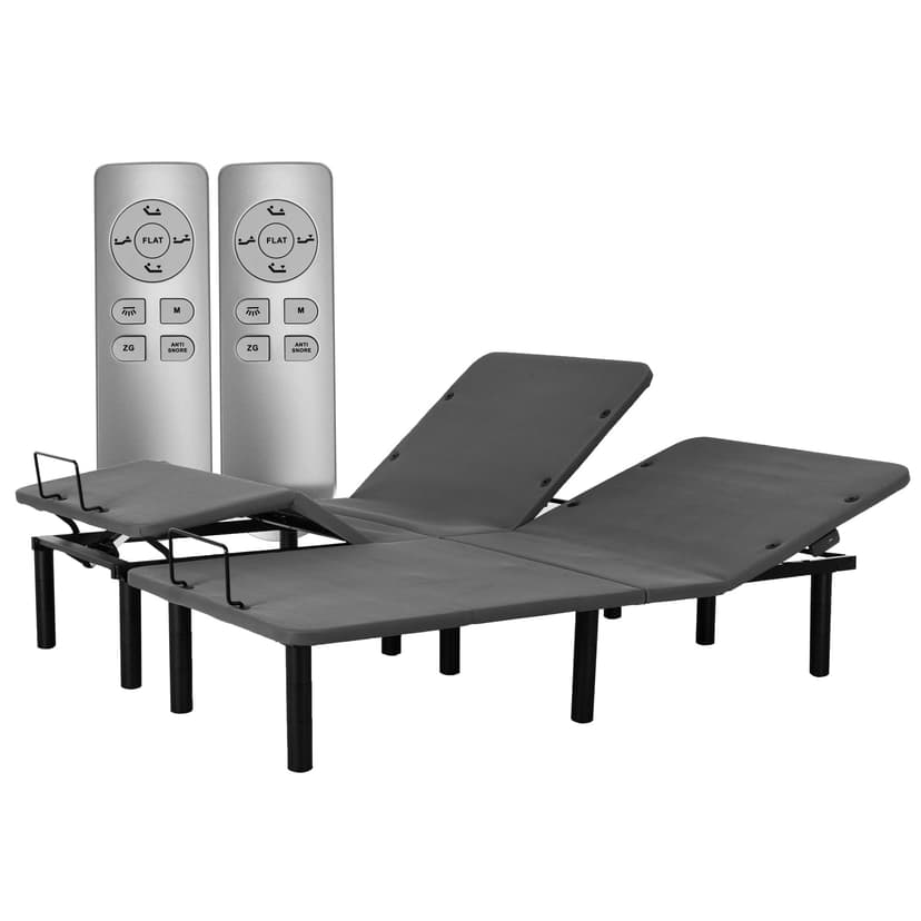 Fromann Split King Adjustable Bed Frame Eletric Bed Base, Zero Gravity,USB Type C Charging- Head and Foot Incline, Under Bed Lighting, Easy Assembly Grey