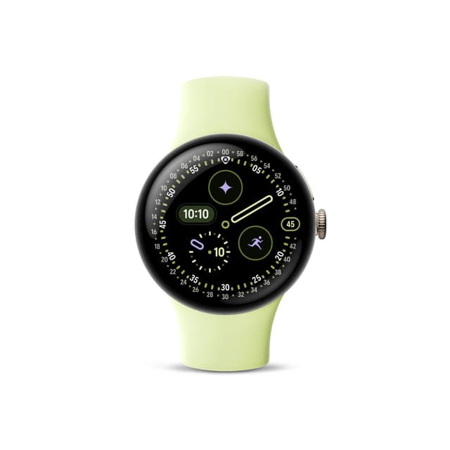 Google Pixel Watch 4 (41mm) - Android Smartwatch with Heart Rate and Sleep Tracking - 30-Hour Battery - Fitness Tracking - Google AI - Champagne Gold Aluminum Case - Lemongrass Active Band - Wi-Fi